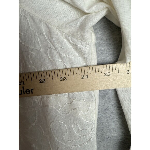 Soft Surroundings Shirt Womens 1X Beige Embroidered Linen Blend Preppy - Picture 8 of 10